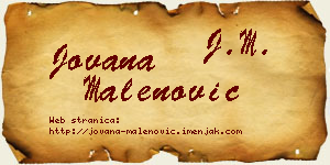 Jovana Malenović vizit kartica